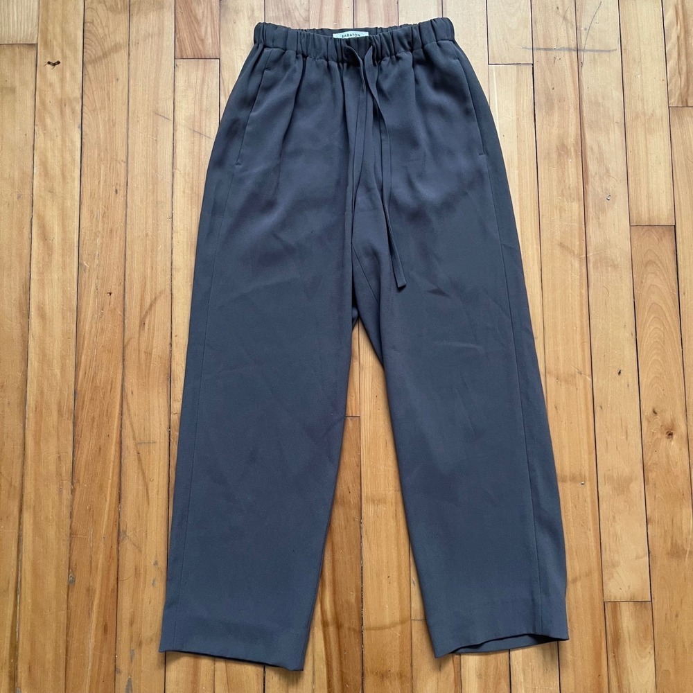 Aritzia Babaton Gray Wide Leg Cropped Pants Elastic Waist Drawstring XXS